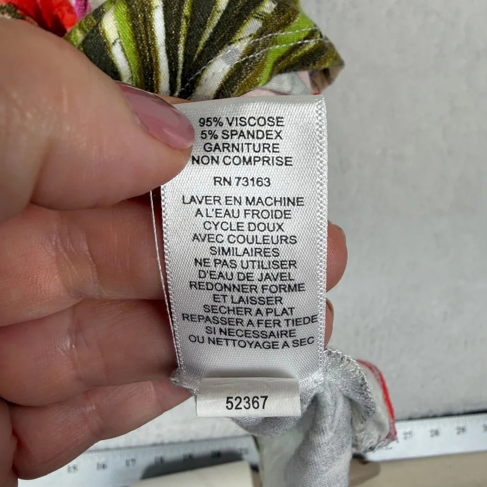 Spense Tropical Floral Dress Women XL Multicolor Shift Hibiscus Ladder Lace Trim - Picture 8 of 10